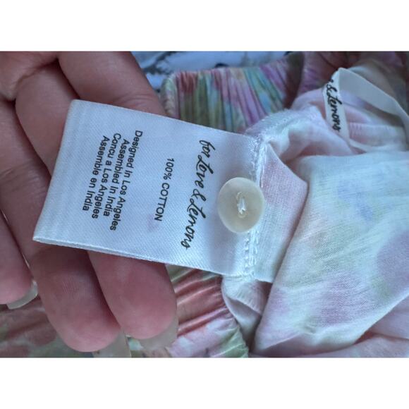 For Love & Lemons Kenney Floral Cotton Lounge Shorts Pastel Watercolor Print XS - Picture 9 of 11